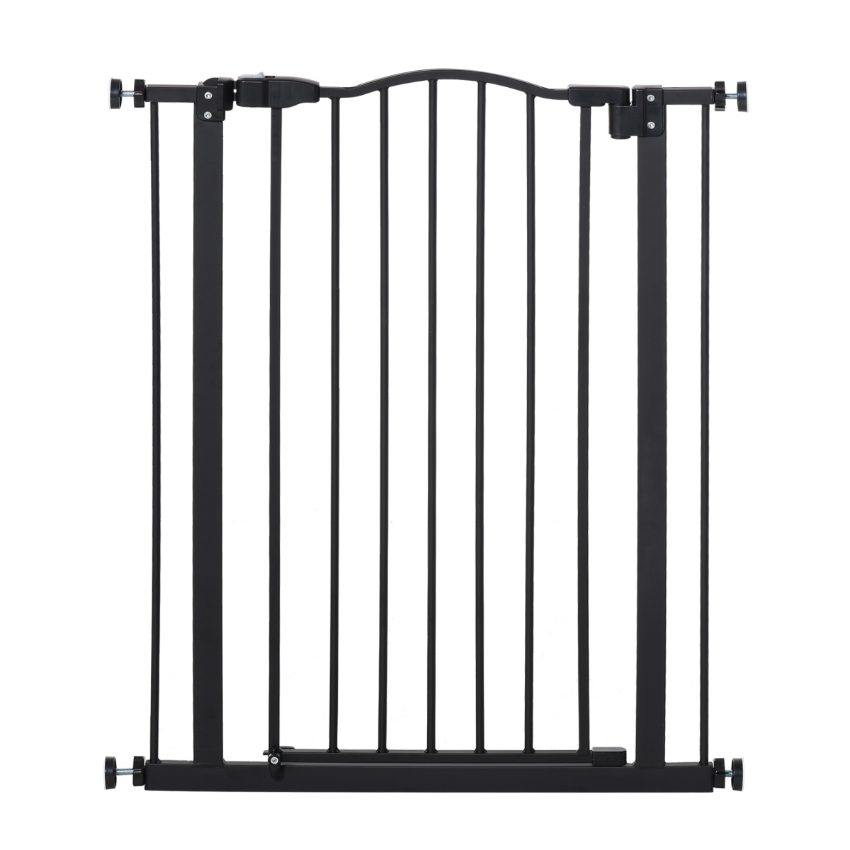 PawHut 74-80cm Adjustable Metal Pet Safety Gate with Auto-Close Auto-Locking Door, Black
