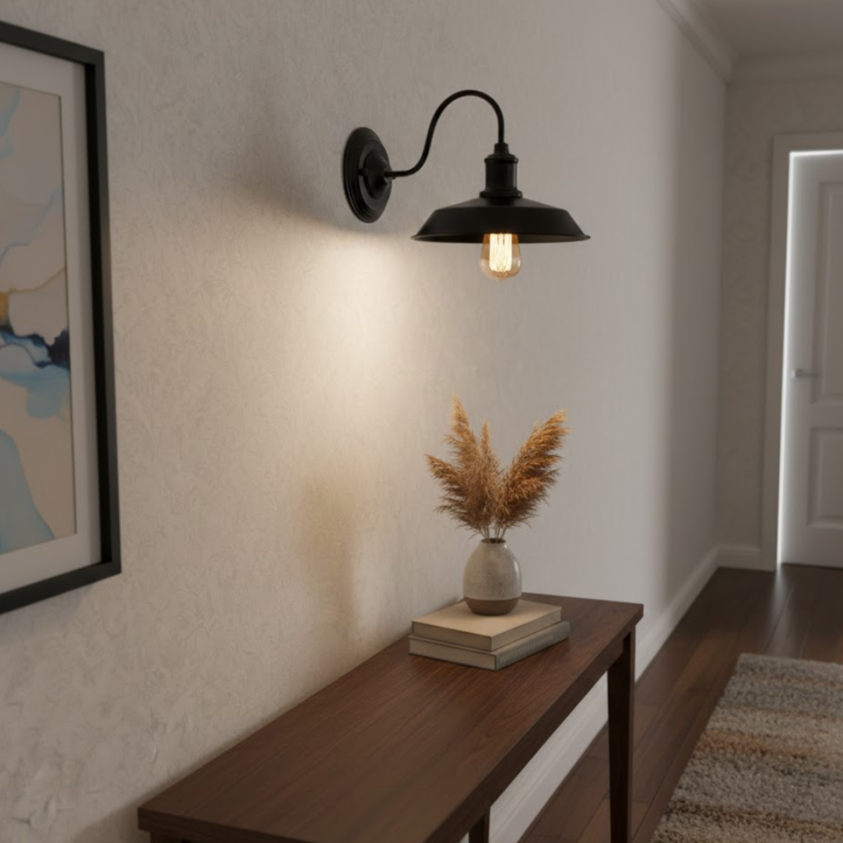 E27 Swan Neck Wall Light with Built-In Toggle Switch