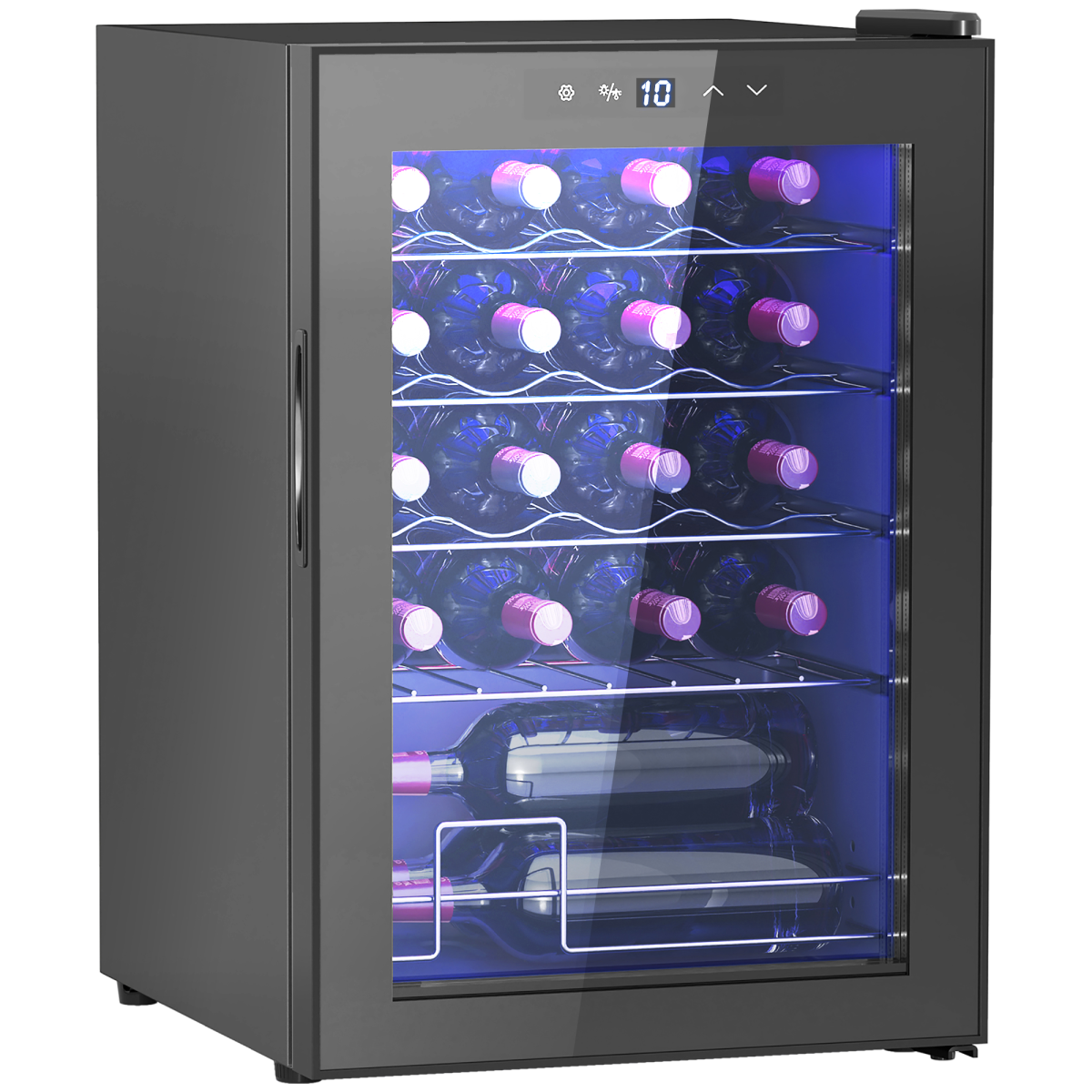 HOMCOM Freestanding 20 Bottle Wine Cooler Fridge, Glass Door, LED Light