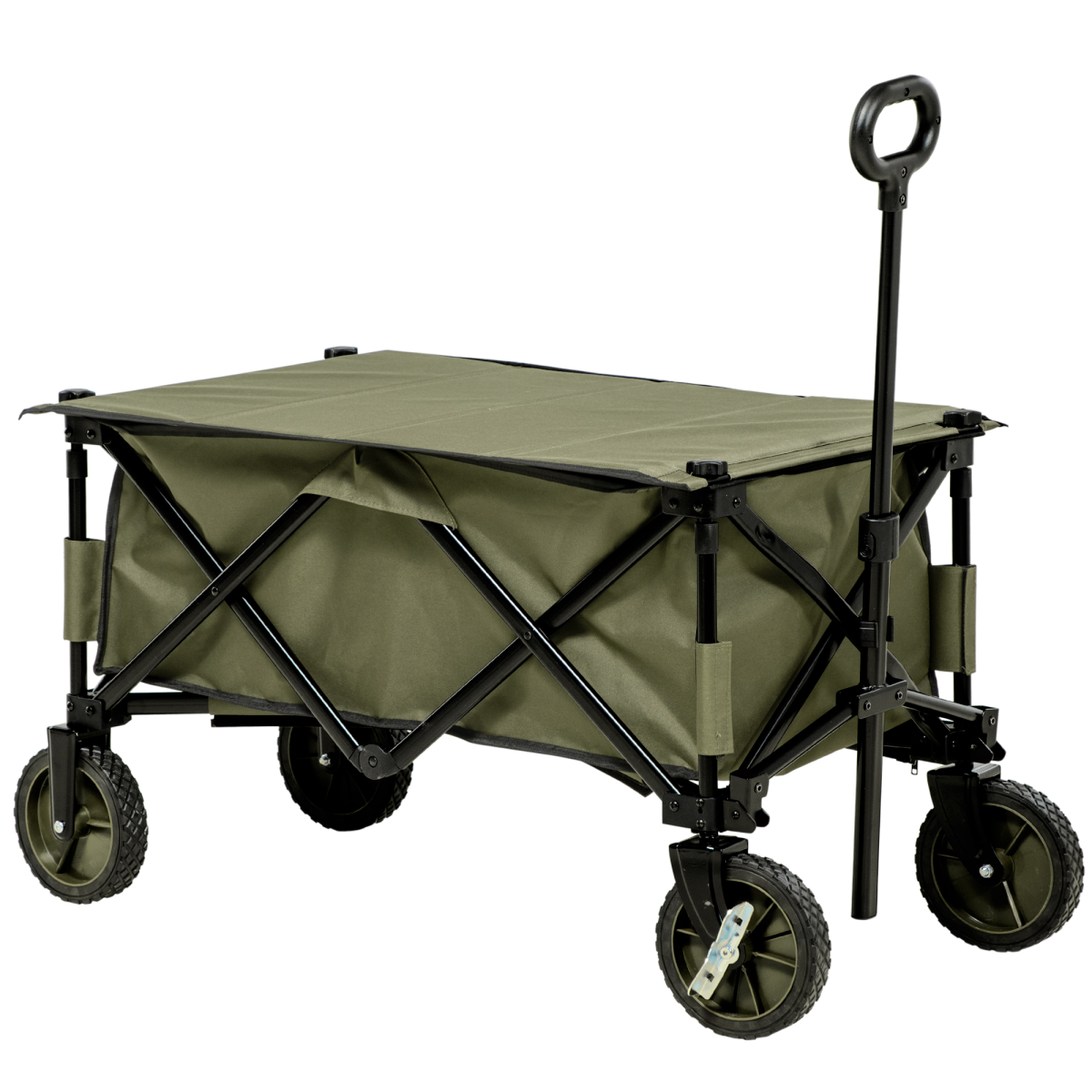 Outsunny Folding Garden Trolley, 4 Wheels, Brakes, 100kg Load