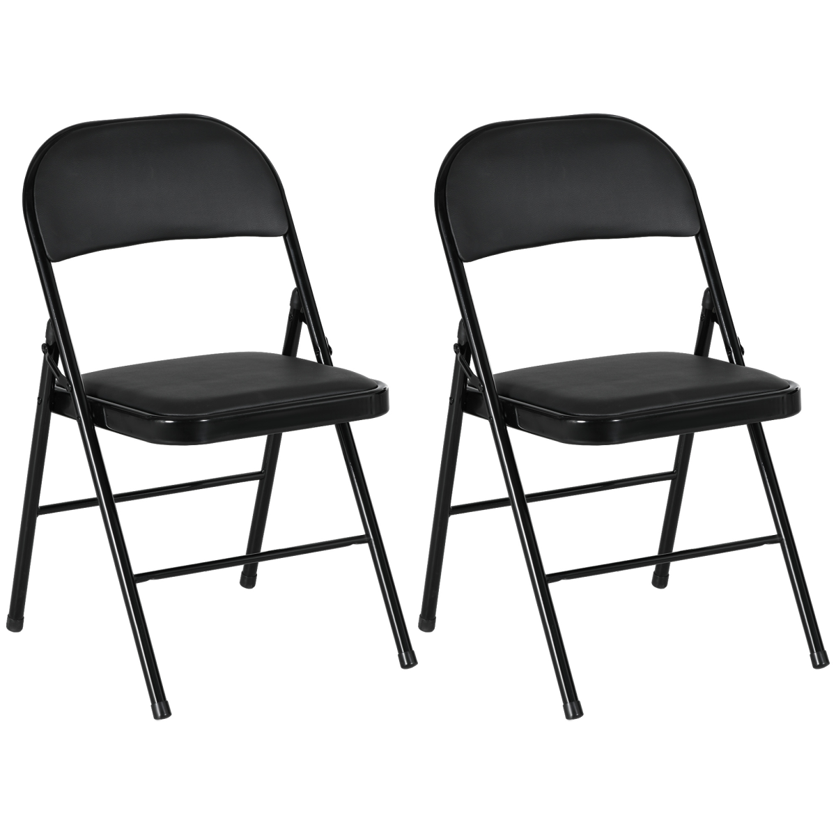 HOMCOM 2 Pack Padded Folding Chairs with Cushioned Seat & Back, Black
