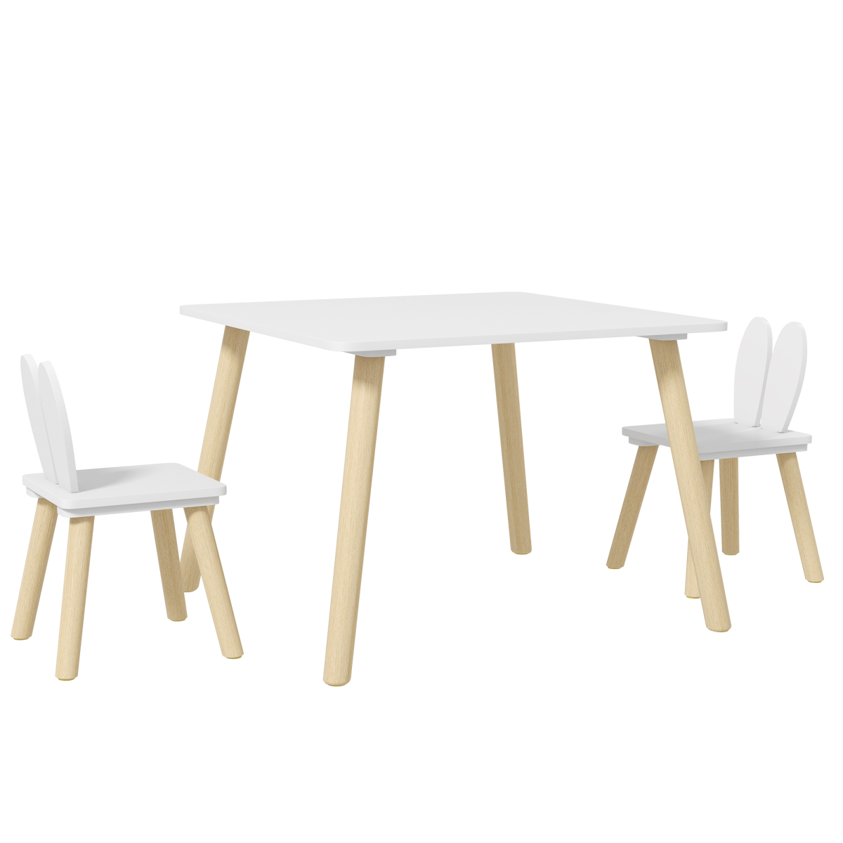 AIYAPLAY 3-Piece Toddler Table and Chair Set, Bunny Ear Design