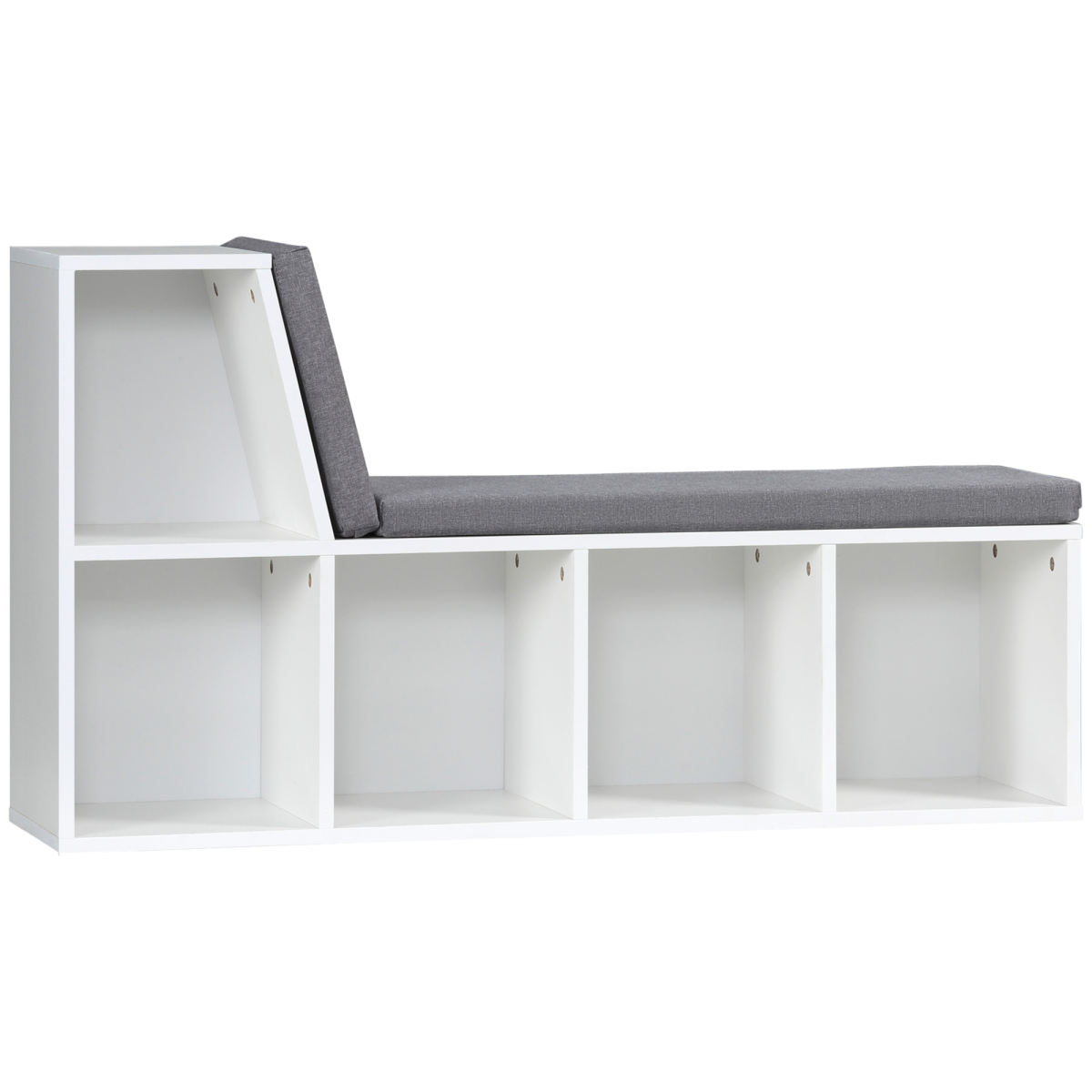 2-Tier Modern White Bookcase with Removable Cushions