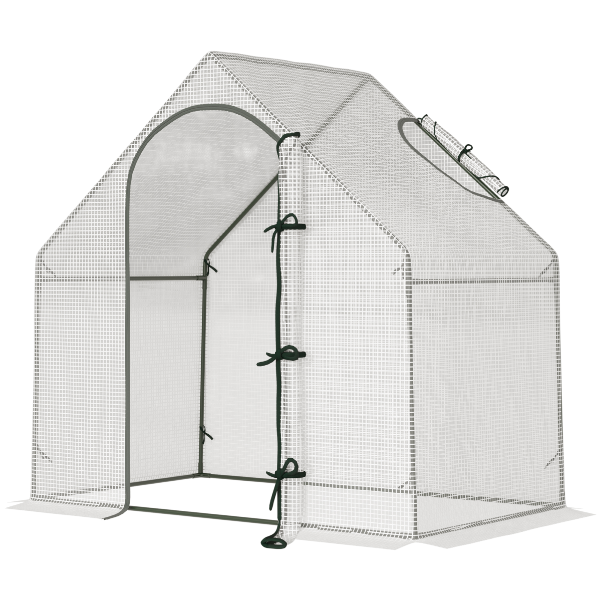 Outsunny Walk-In Greenhouse with Steel Frame, 180 x 100 x 165cm, White
