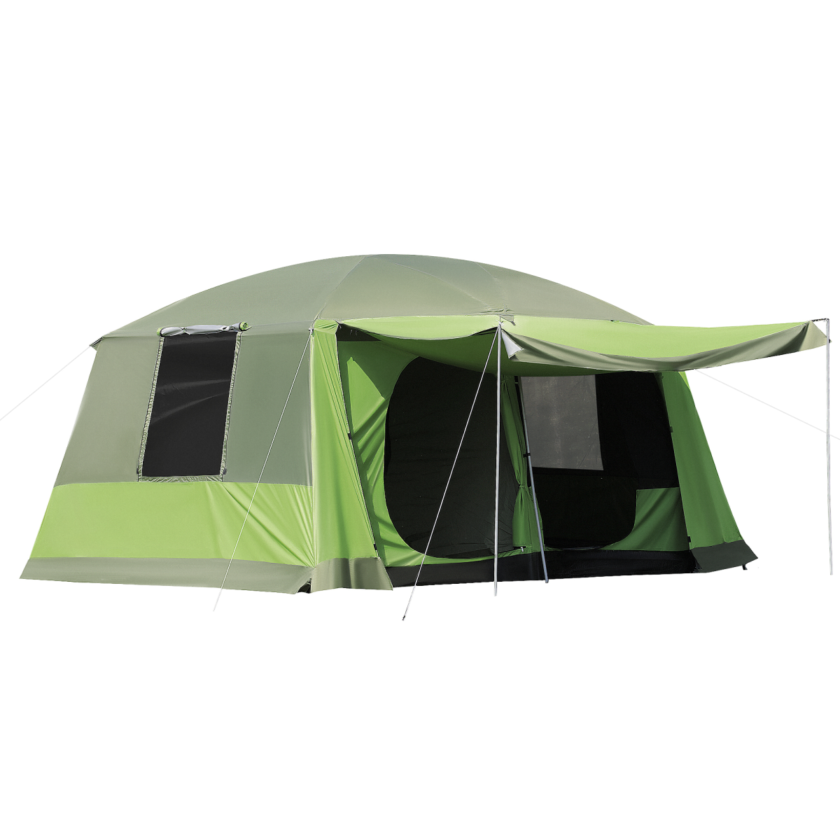 2-Room Tunnel Camping Tent for 4-8 People with Porch & Carry Bag