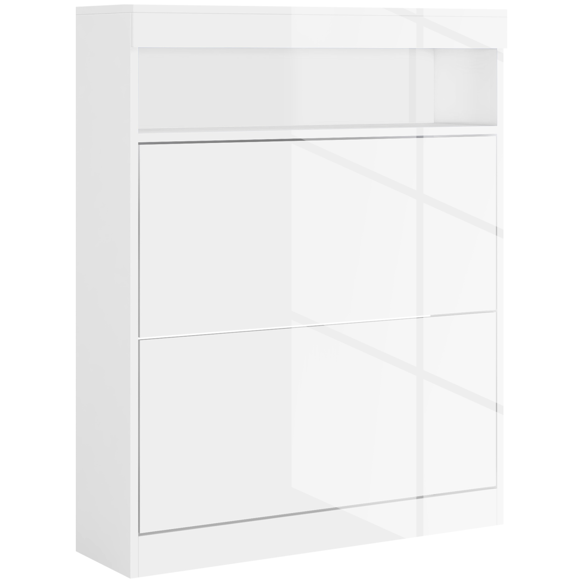 HOMCOM 2-Drawer Flip Shoe Cabinet, Wall Mounted or Freestanding, White