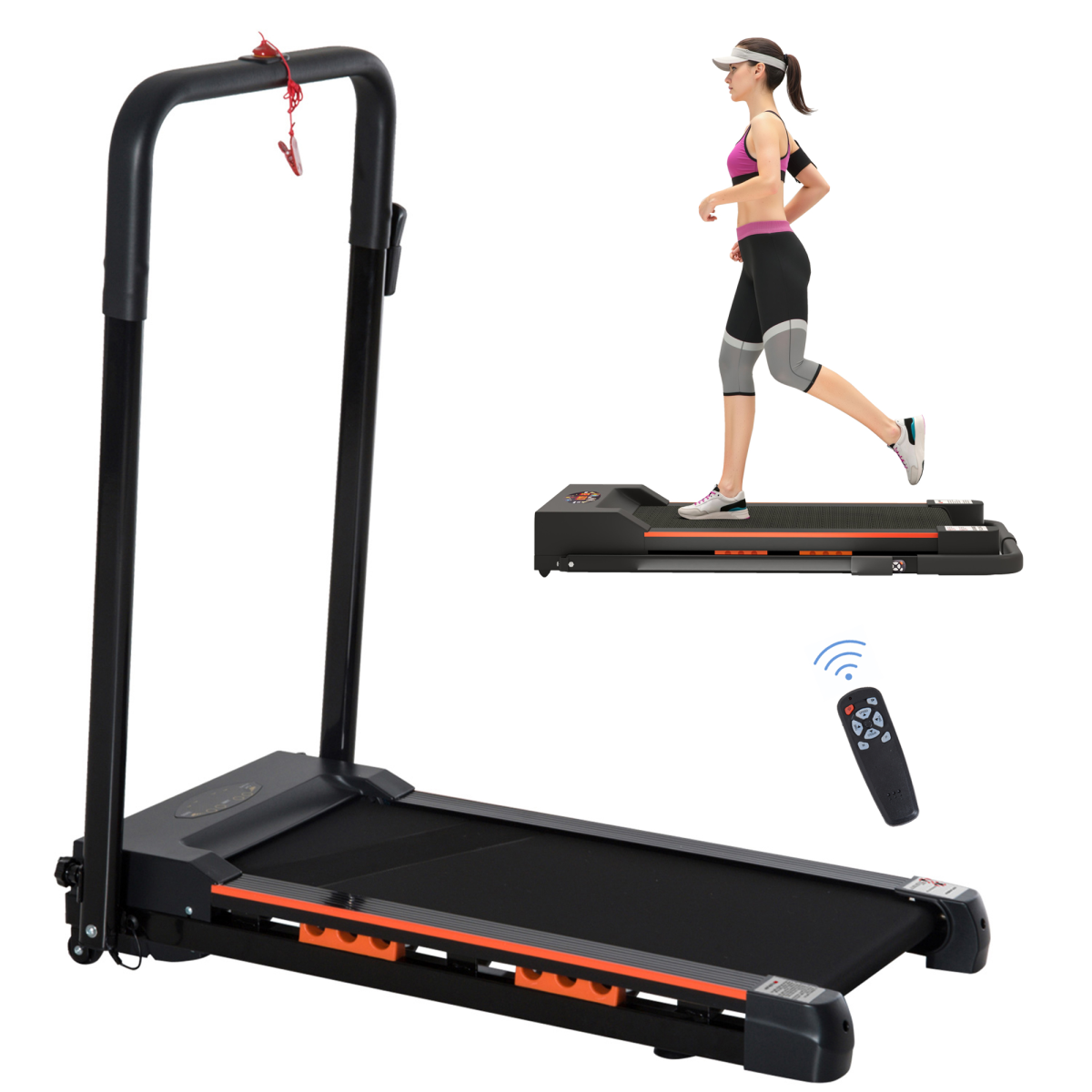 Folding Motorized Treadmill with Remote Control, 1-6 km/h