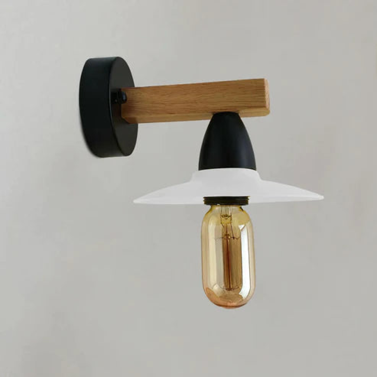 Modern Wall Light with Bulbs, Modern Vintage Metal Wall Lighting, PVC Shade, Surface Mount, Hardwired