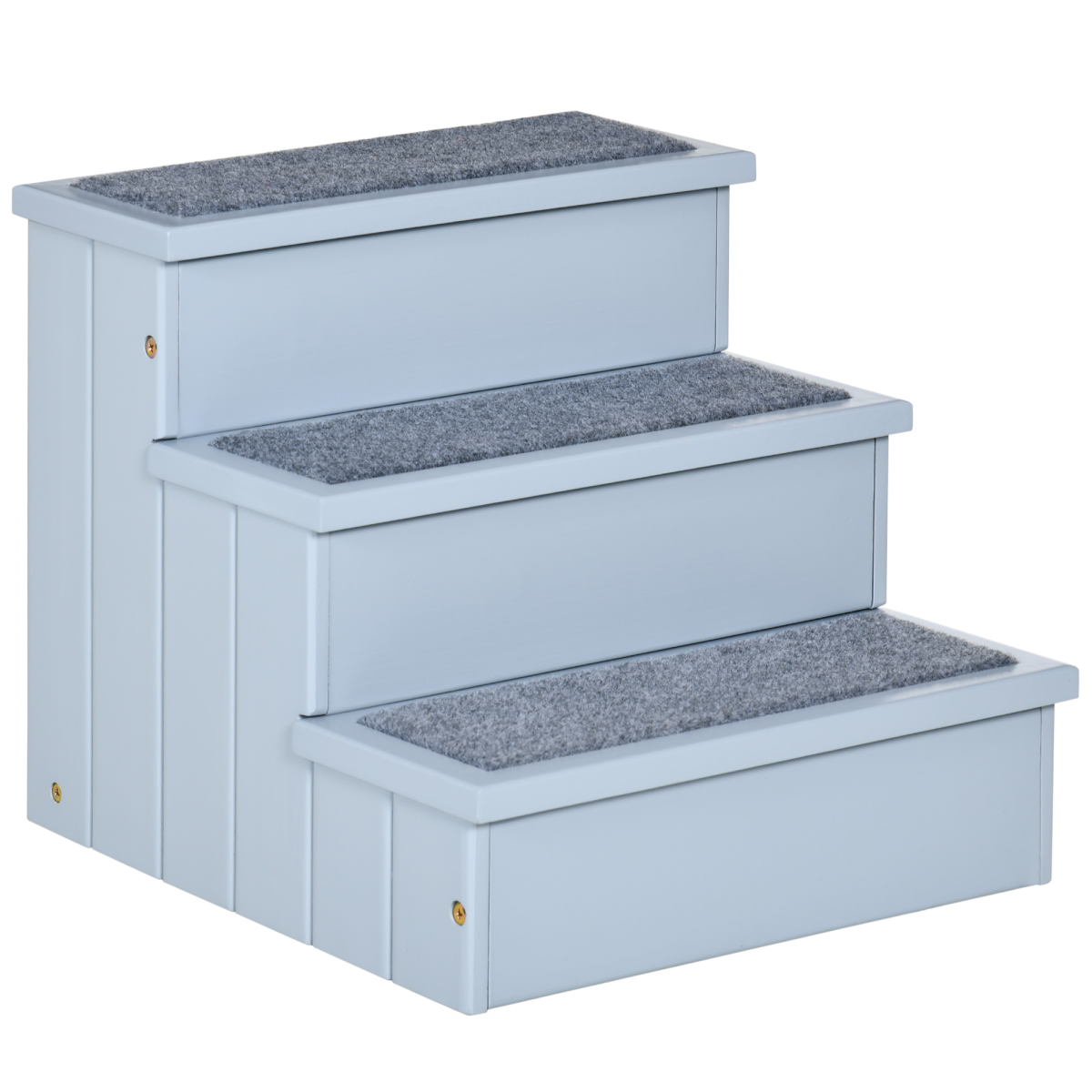 3-Step Wooden Dog Stairs with Hidden Storage, Grey