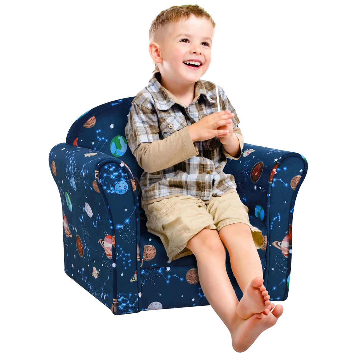 Kids Planet-Themed Mini Sofa Chair for Bedroom and Playroom