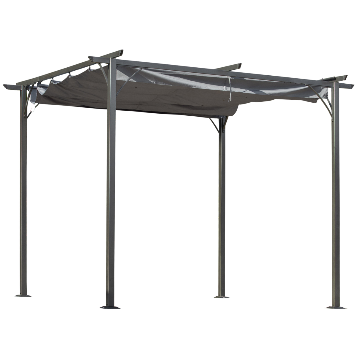 Outsunny 3 x 3 m Metal Pergola Gazebo with Retractable Grey Canopy