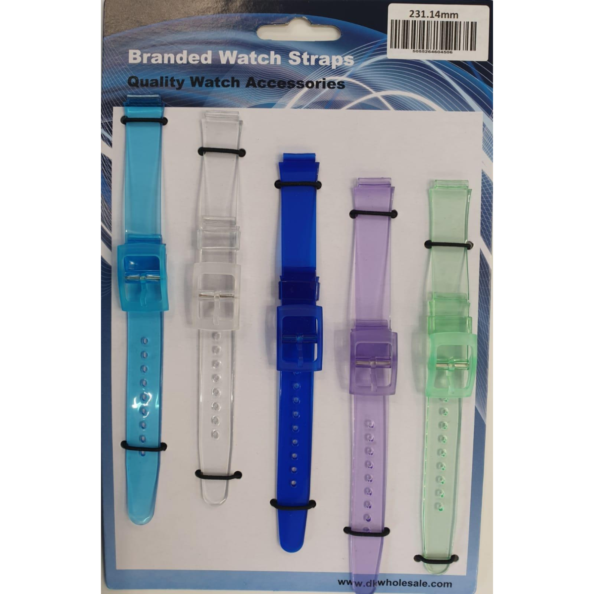 231 Translucent Colours PU Watch Straps 5 Pack Assorted 14mm