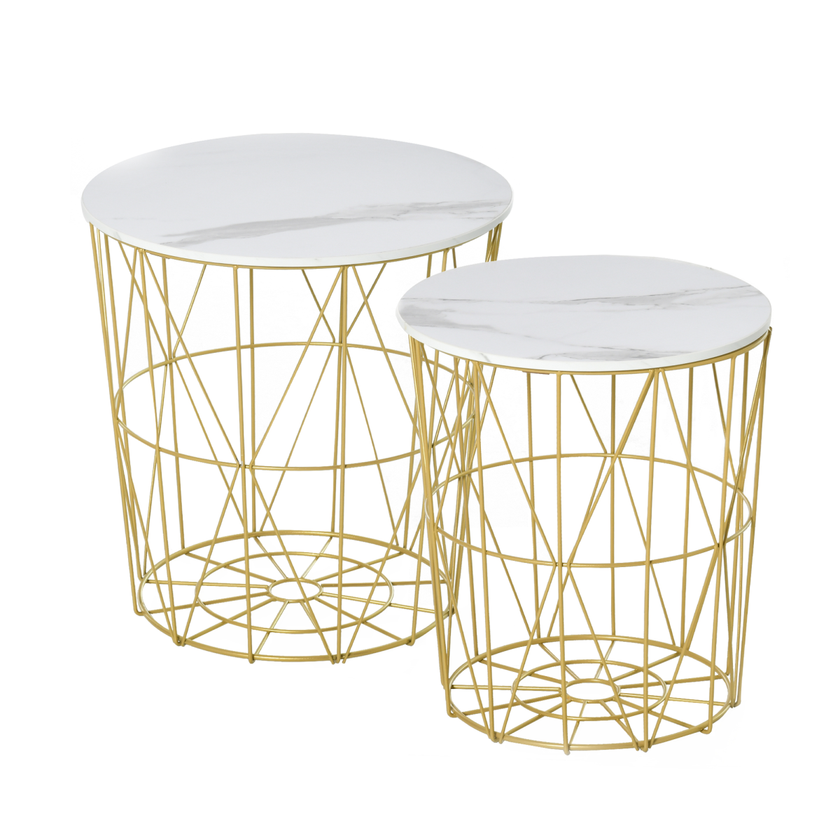 HOMCOM Set of 2 Nesting Side Tables with Removable Top, White