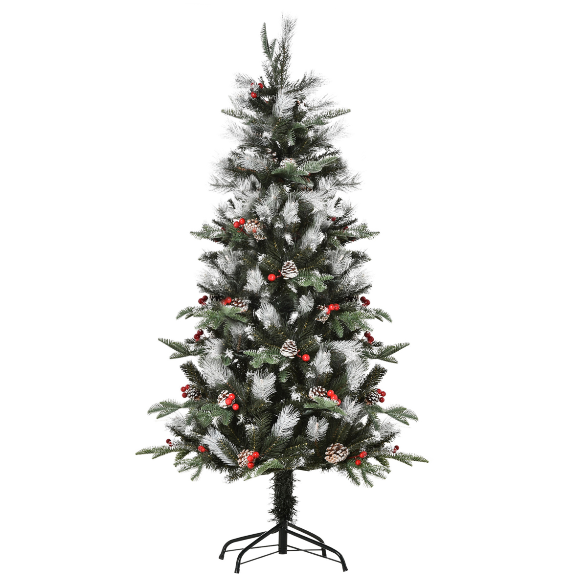 5FT Artificial Snow-Dipped Christmas Tree with Berries and Pinecones