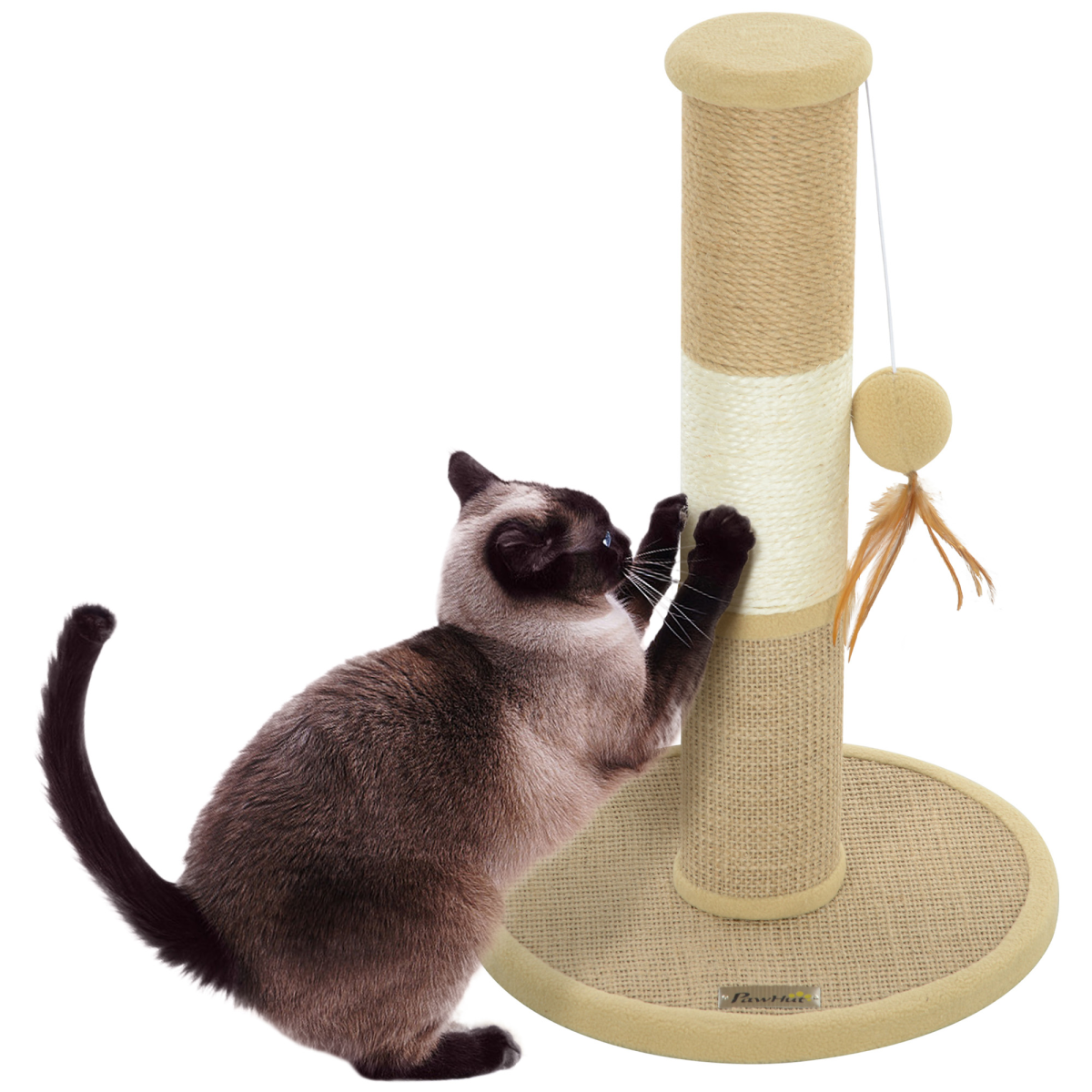 PawHut 47cm Cat Scratching Post with Sisal Rope, Brown