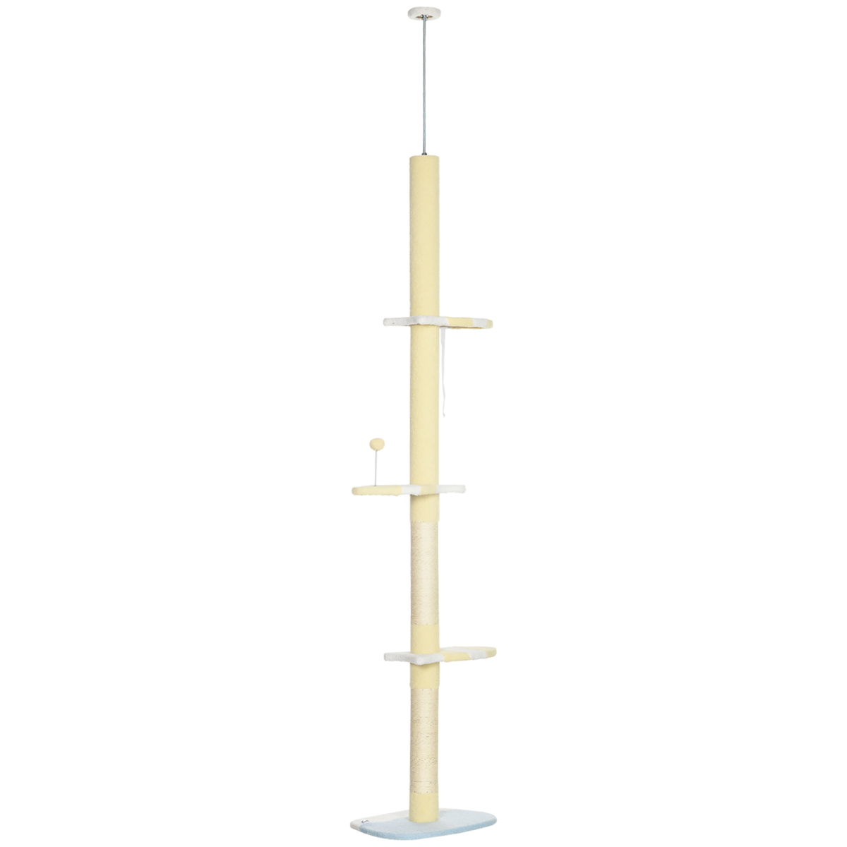 Height Adjustable Floor-to-Ceiling Cat Tree with Anti-Slip Kit - Yellow