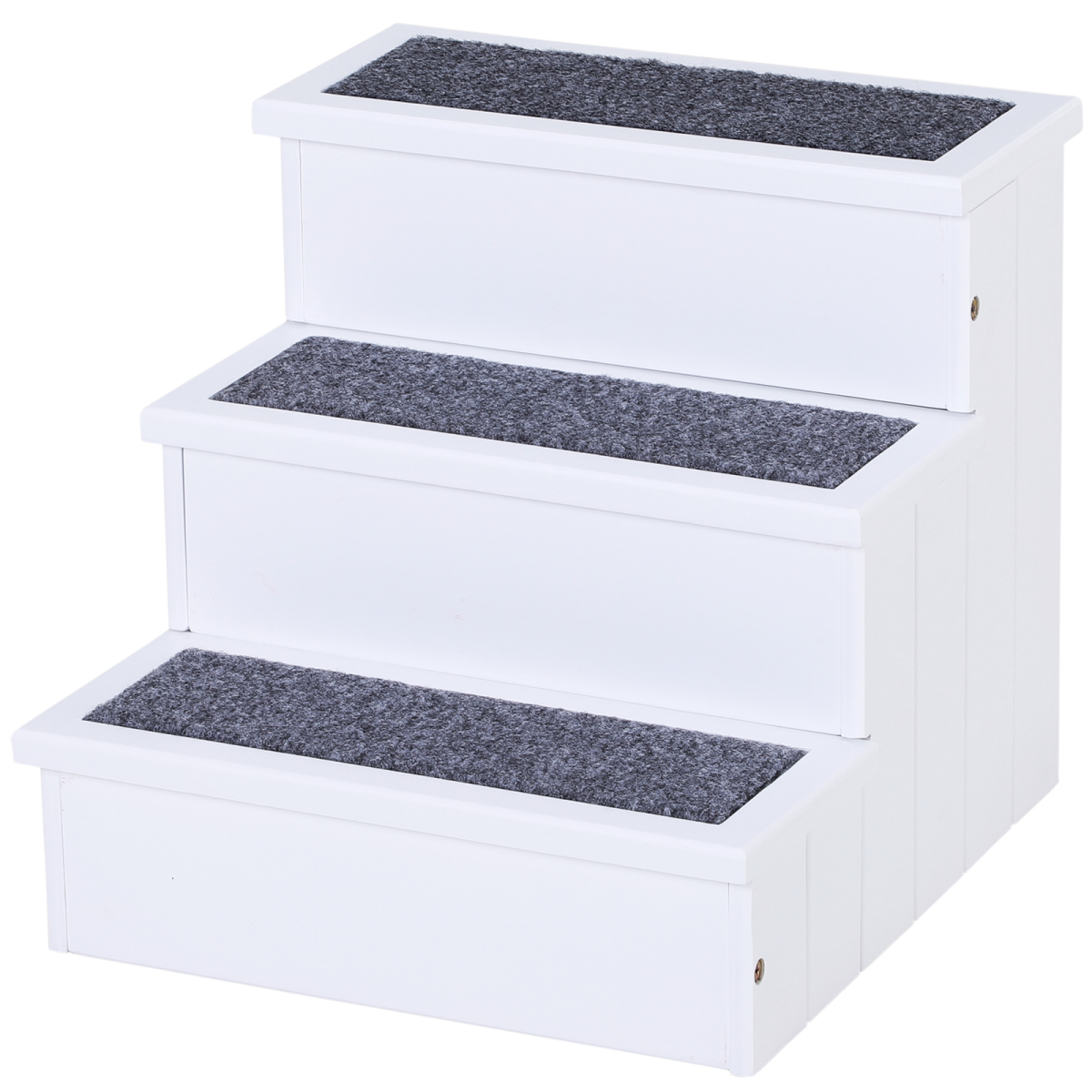 3-Step Wooden Pet Stairs with Hidden Storage for Beds and Sofas
