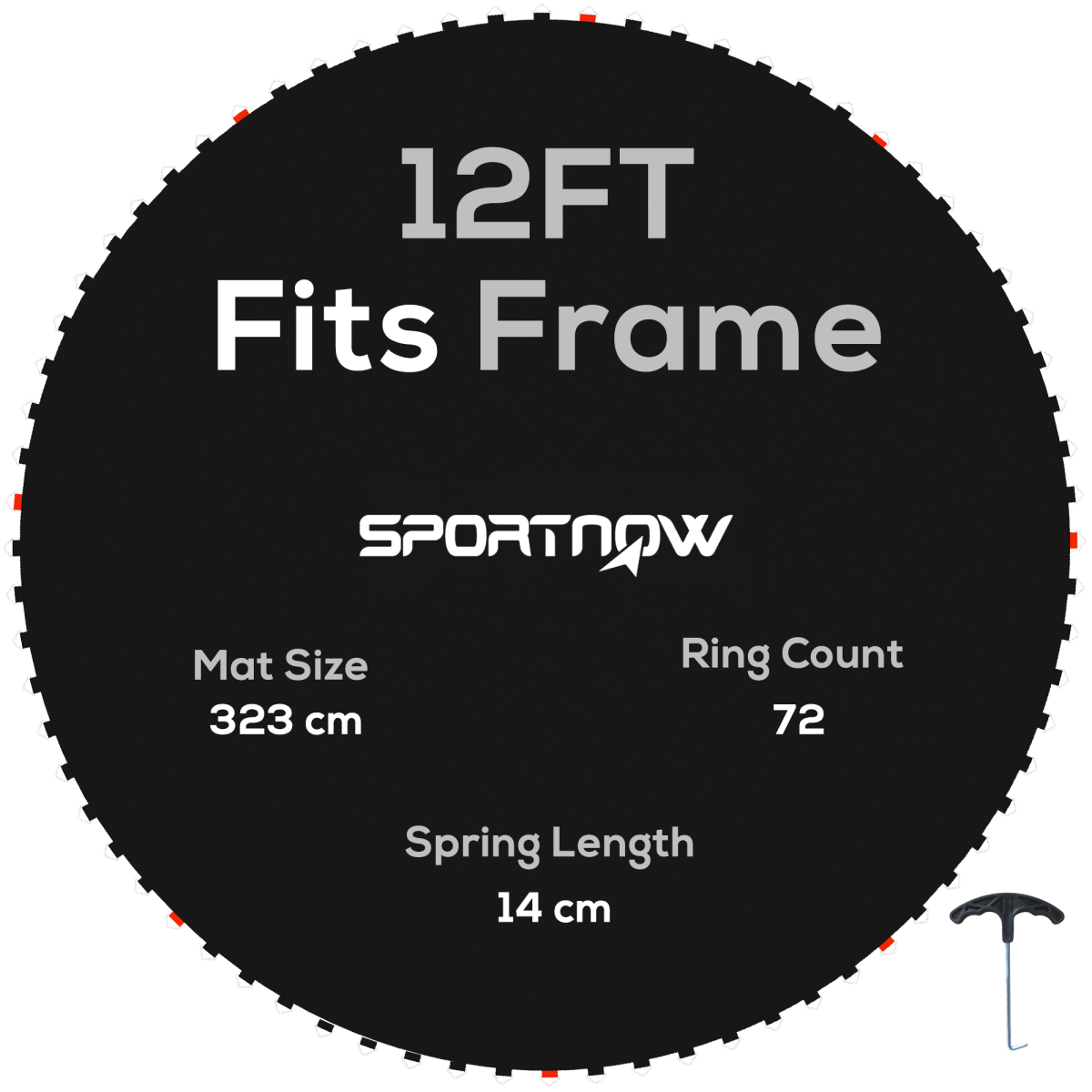 SPORTNOW Trampoline Mat with 72 V-Rings for 12ft Round Trampoline