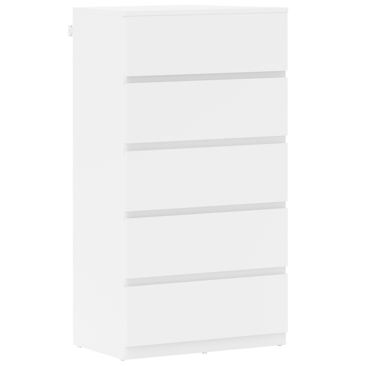 HOMCOM White 5-Drawer Bedroom Chest of Drawers, Handleless, Soft-Close