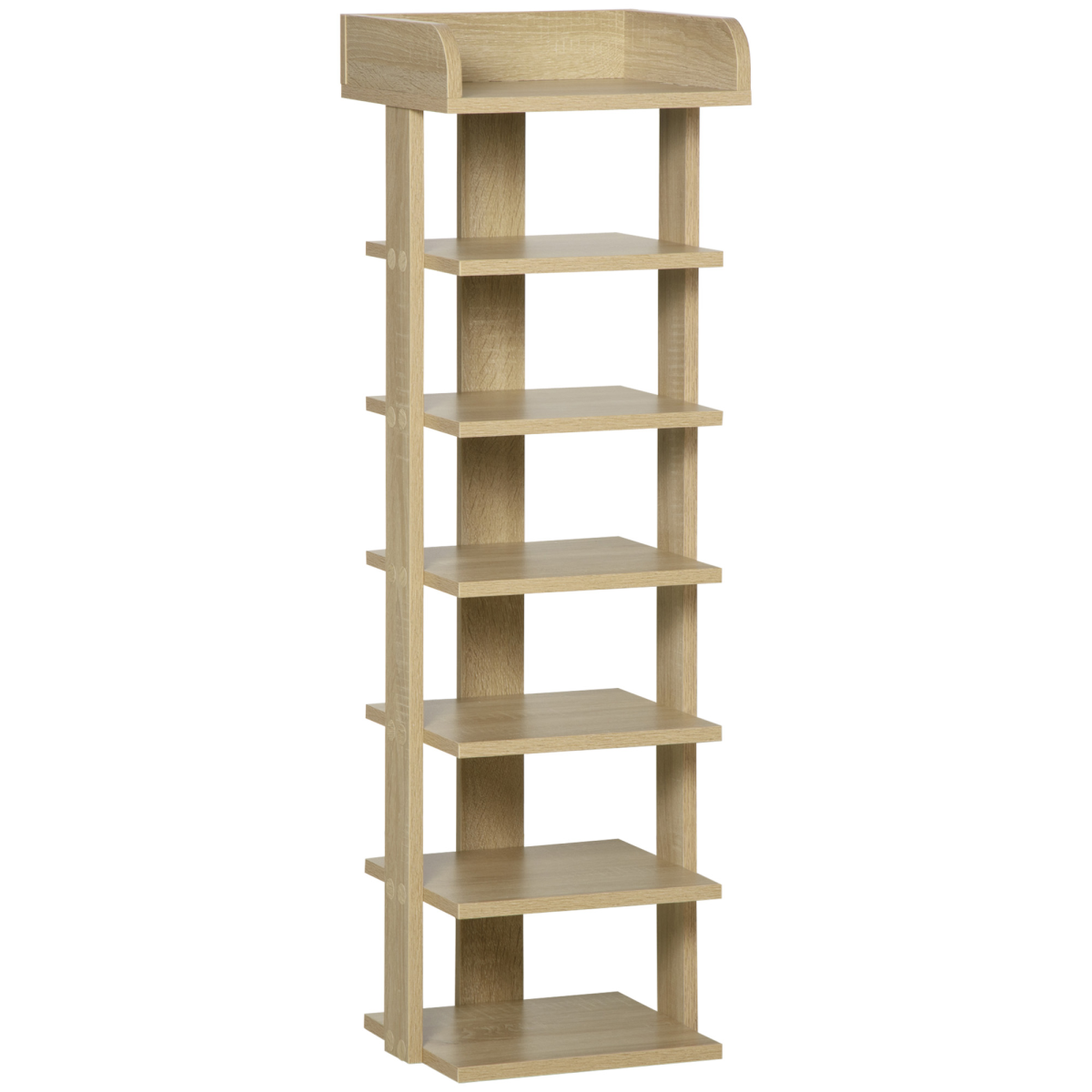 6-Tier Oak Shoe Rack Organizer Storage Shelf with Top Surface