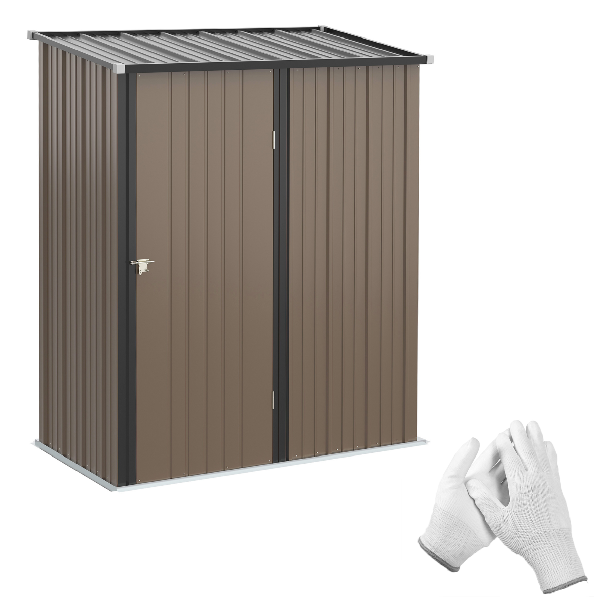 Outdoor Steel Garden Storage Shed with Lockable Door and Sloped Roof for Backyard