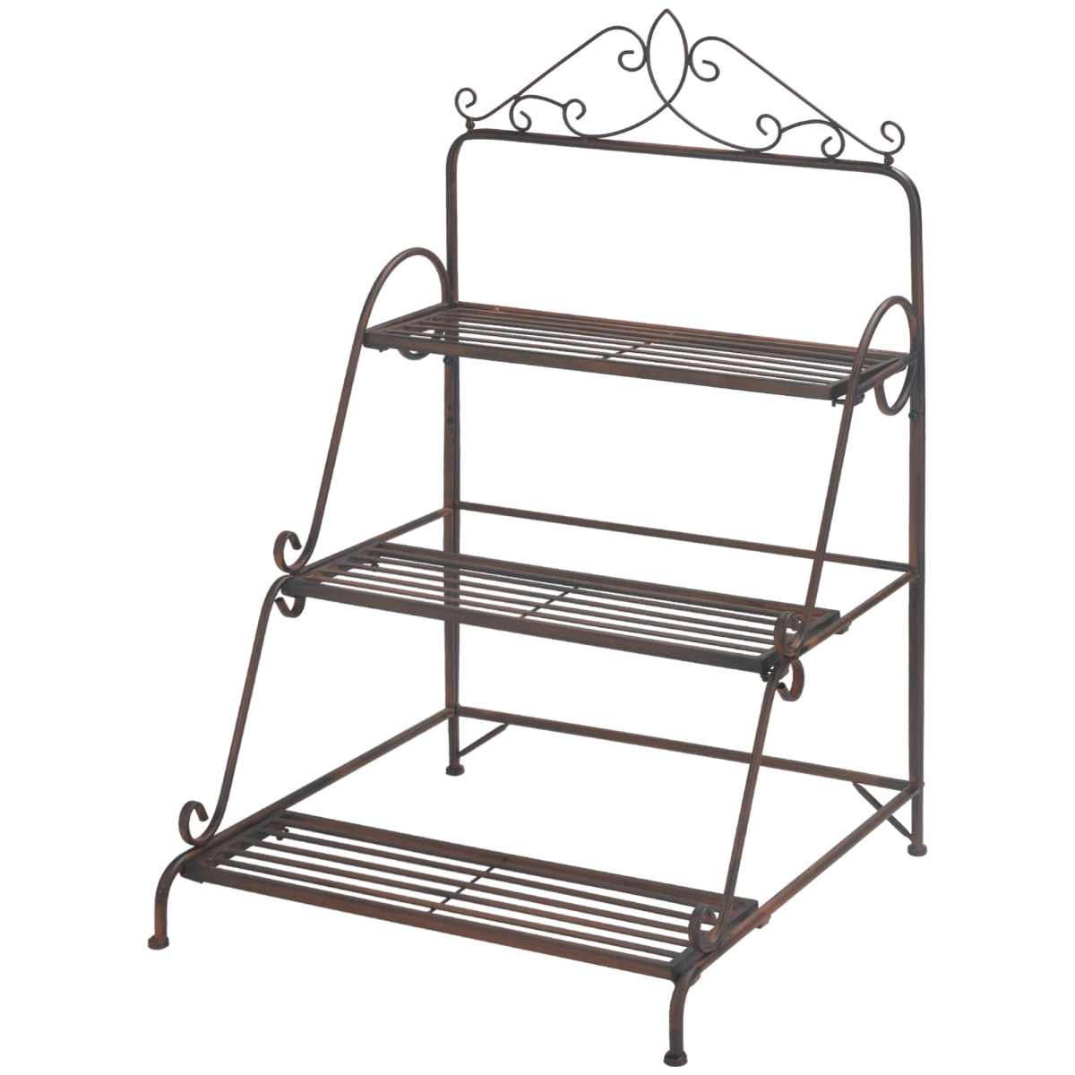 Outsunny 3-Tier Freestanding Metal Stair-Style Plant Stand with Scrollwork, Flower Pot Holder Display Shelf