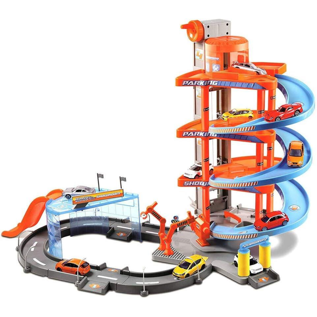 Burago 1:43 Street Fire Mega Dealer Showroom Garage Play Set with 2 Cars