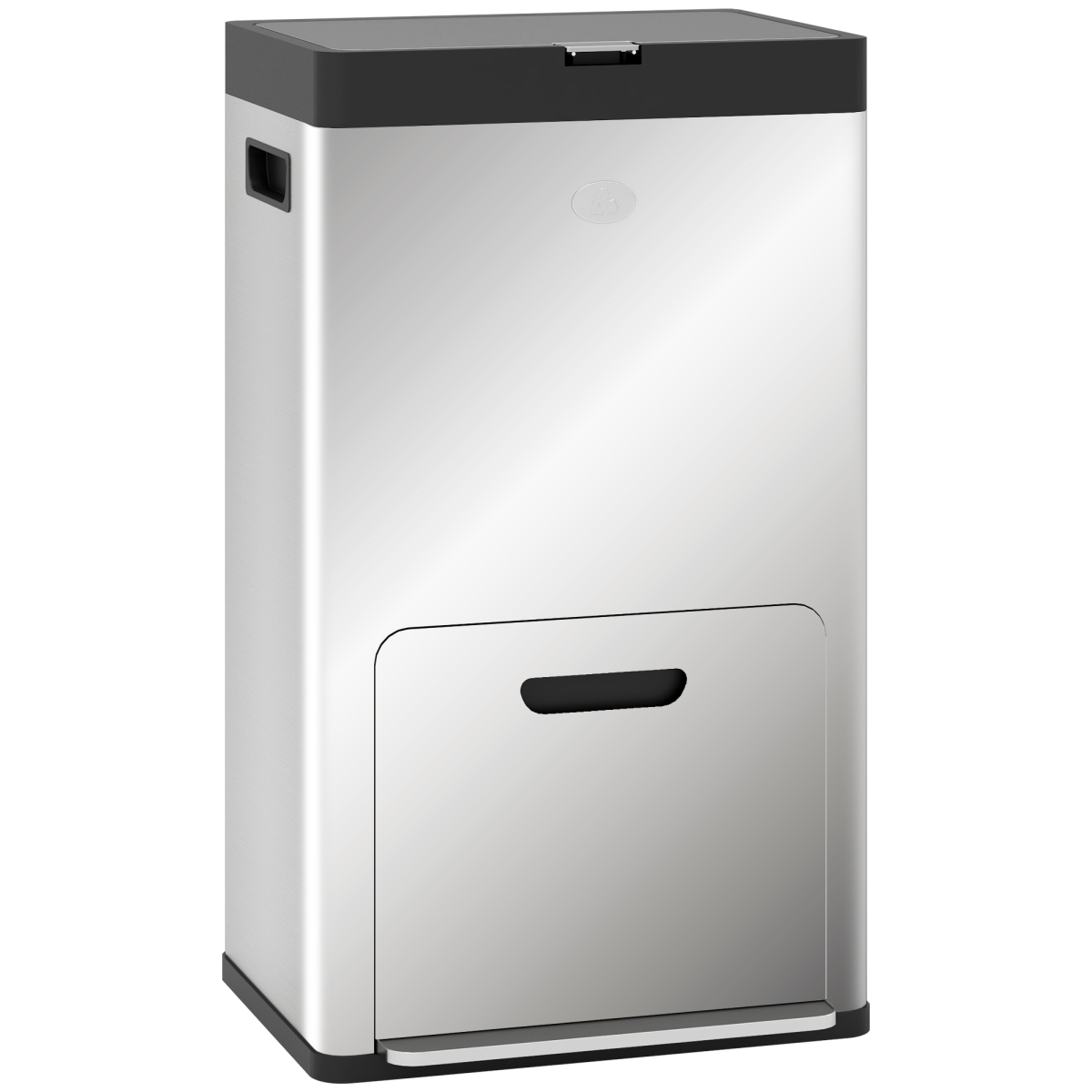 HOMCOM 3-Compartment 56L Stainless Steel Pedal Bin with Wheels