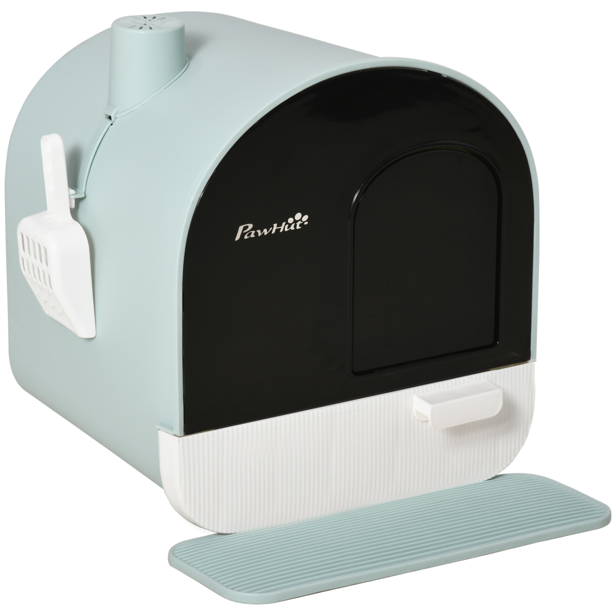 Pawhut Hooded Cat Litter Tray with Scoop, Filter and Flap Door for Kittens and Small Cats Under 5kg