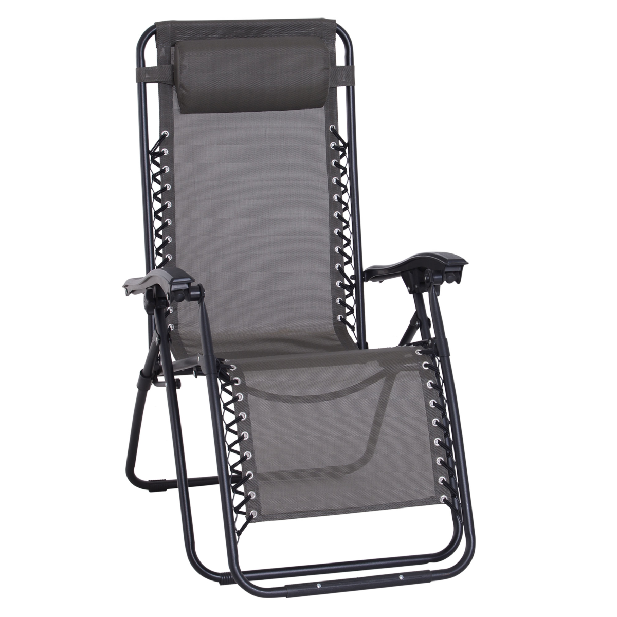 Zero Gravity Foldable Patio Recliner Chair with Head Pillow, Steel Frame