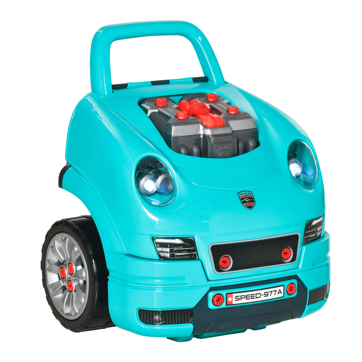 Kids Truck Engine Toy Set with Horn, Lights and Car Key, Ages 3-5, Teal Green