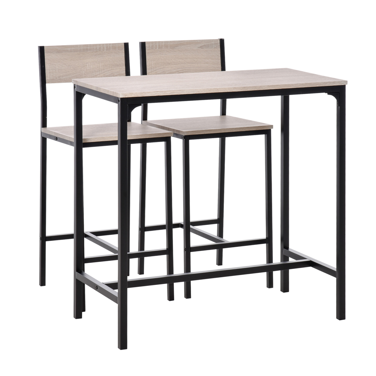 3-Piece Metal Frame MDF Table and Bar Stool Set