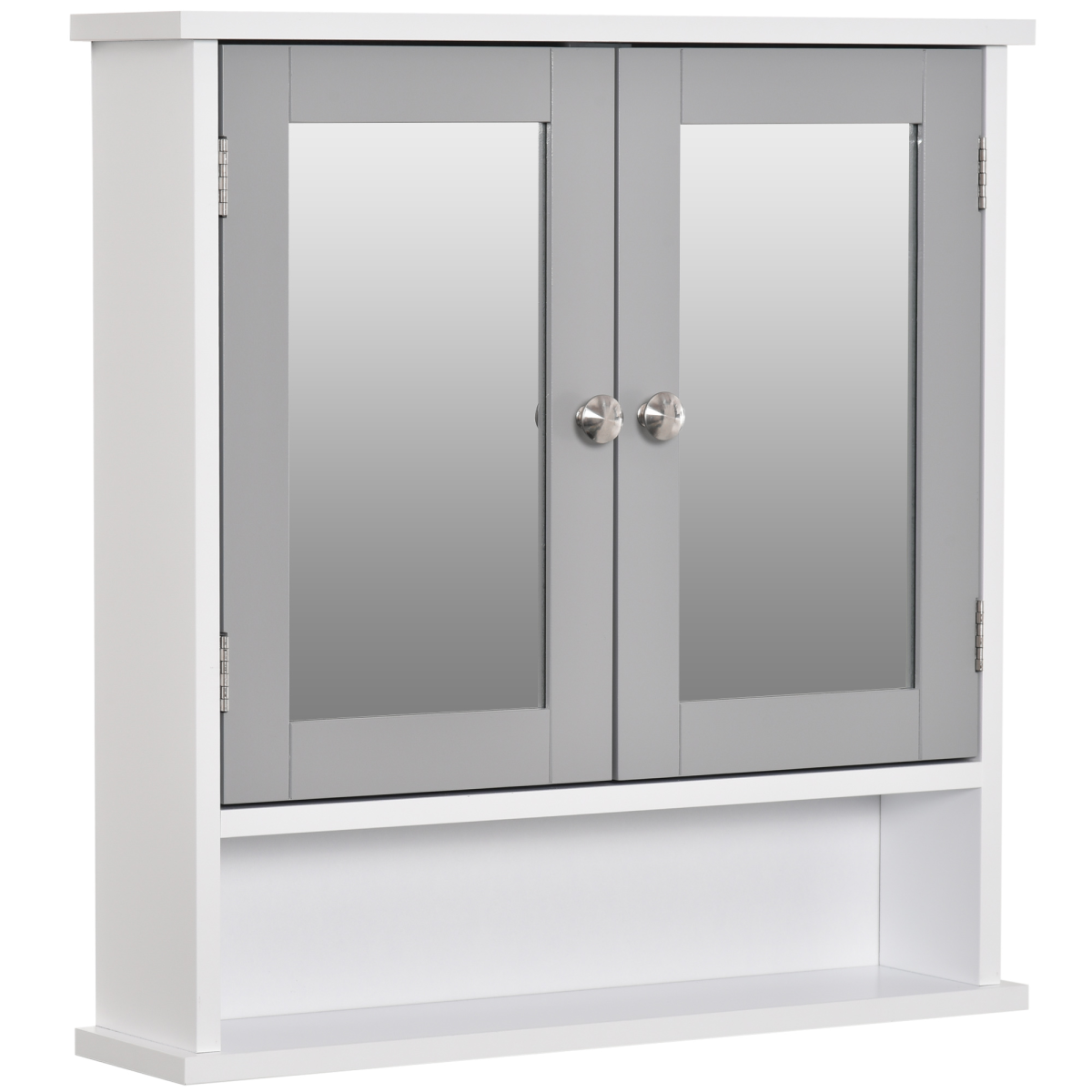 Wall-Mounted Mirror Cabinet with Double Mirrored Doors, Grey