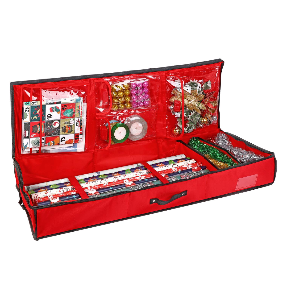 Vinsani Deluxe Gift Wrap Storage Organizer with Adjustable Straps and Compartments