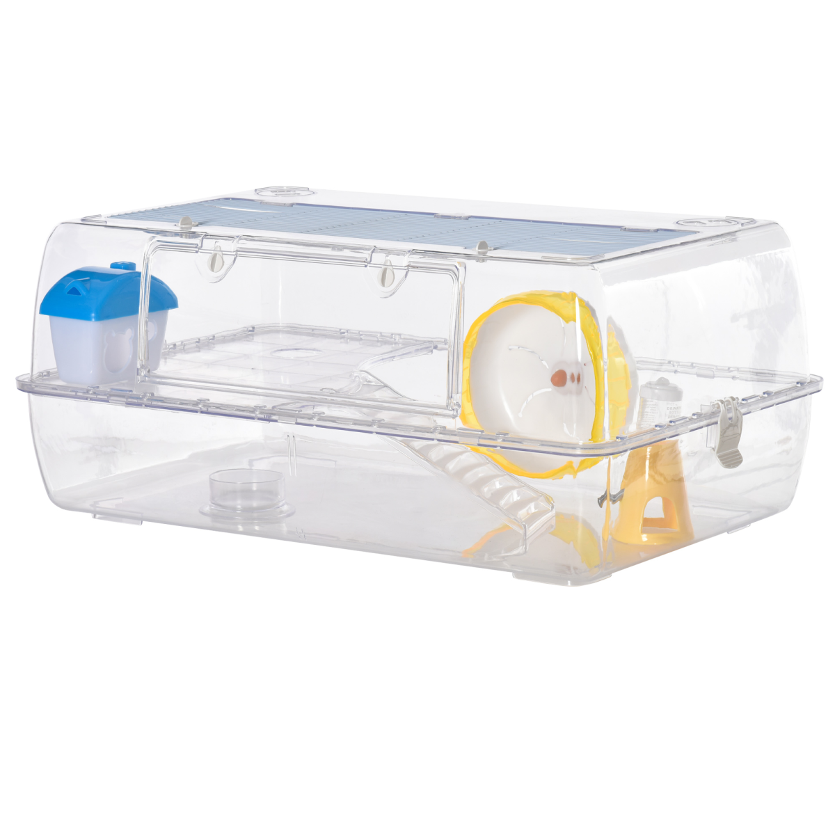 Portable Two-Tier Hamster Cage with Running Wheel, Drinker and Feeding Bowl