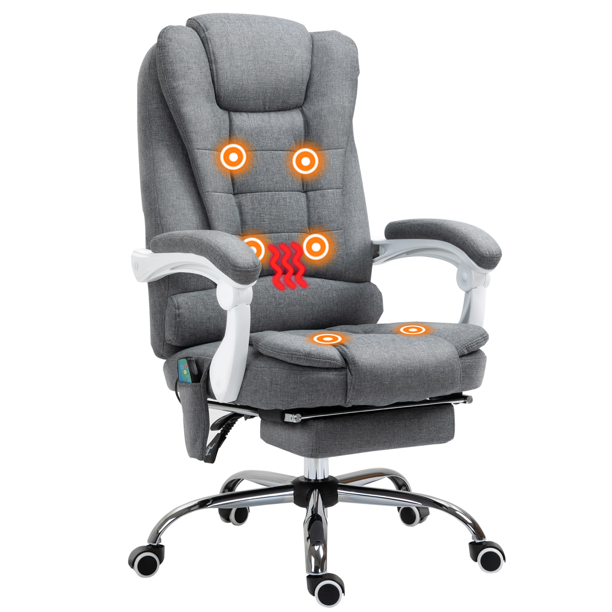 Vinsetto Heated Massage High Back Reclining Office Chair, Grey