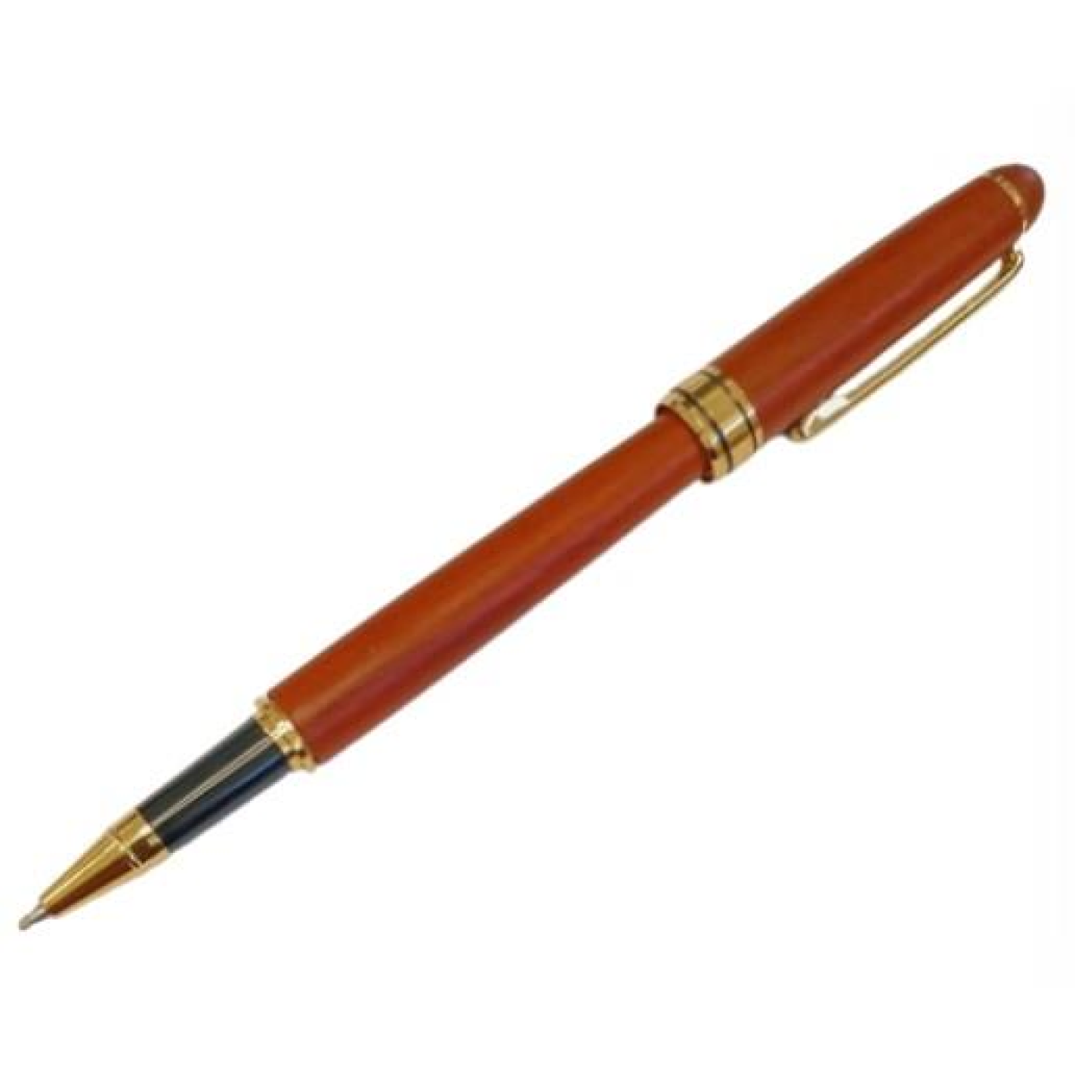 Imperial Handcrafted Natural Wood Matt Brown Ball Pen with Gold Trim, Fine NIB IMP314R