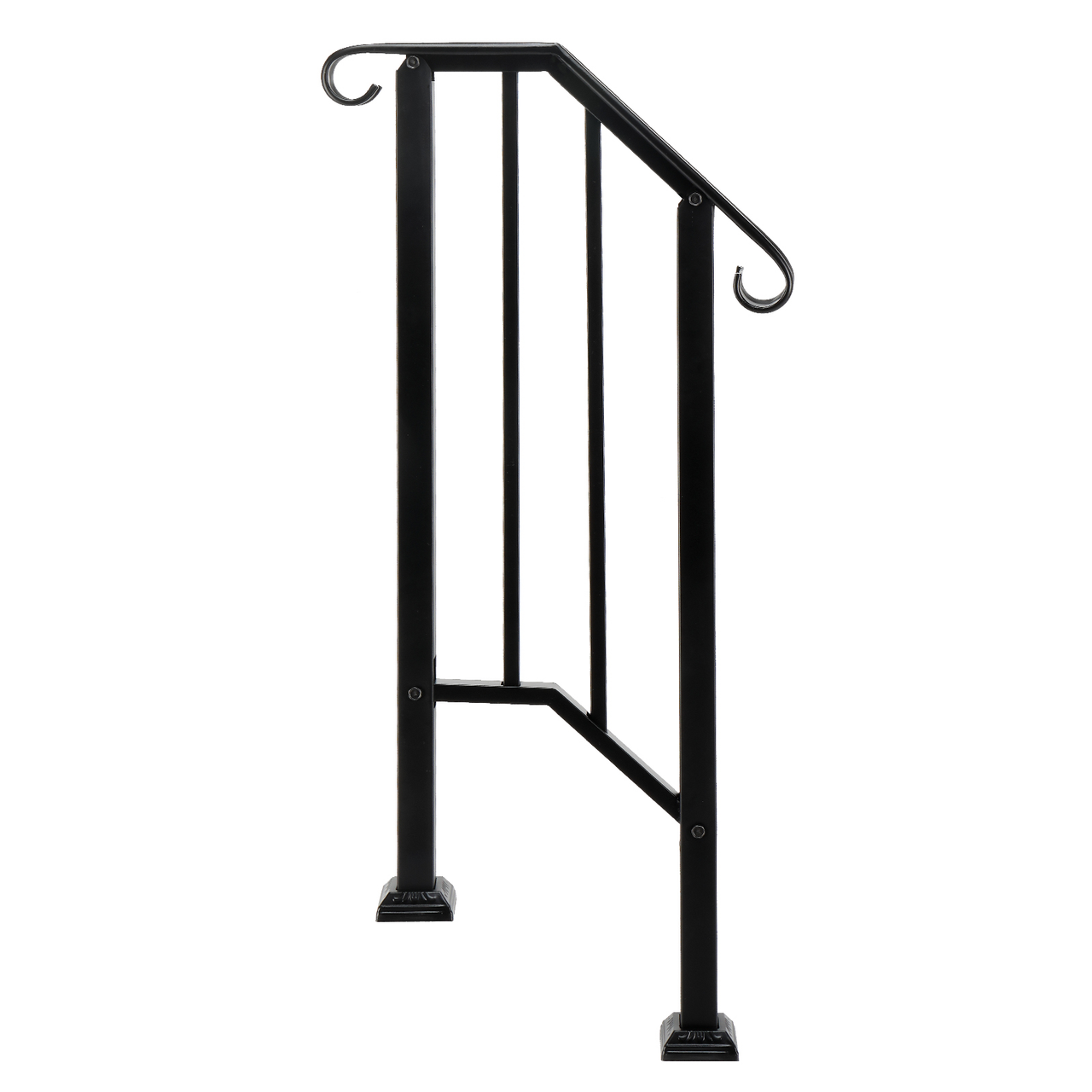 Artisasset Matte Black Galvanized Iron Outdoor Handrail for 1 Step with Installation Kit