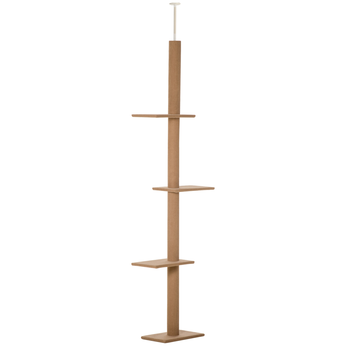 PawHut 260cm Floor-to-Ceiling Cat Tree for Indoor Cats, Adjustable Height, 4 Platforms, Brown