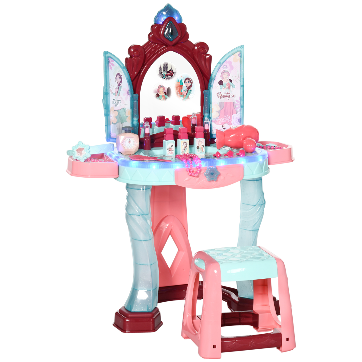 31-Piece Kids Princess Dressing Table Set with Light & Music