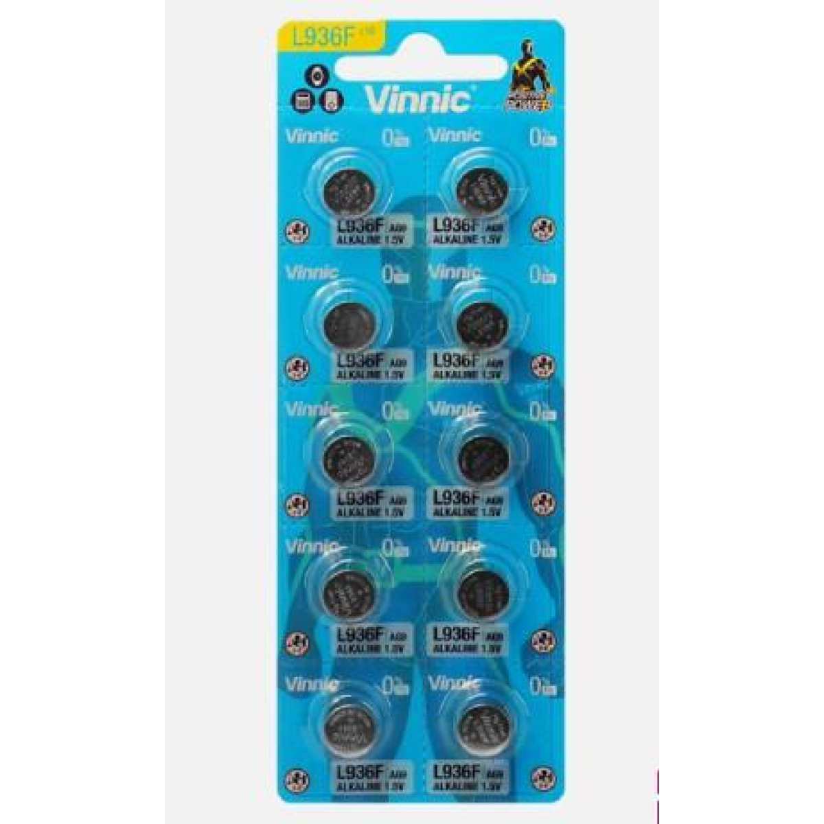 Vinnic L936 AG9 Alkaline Button Cell Watch Battery Card of 10