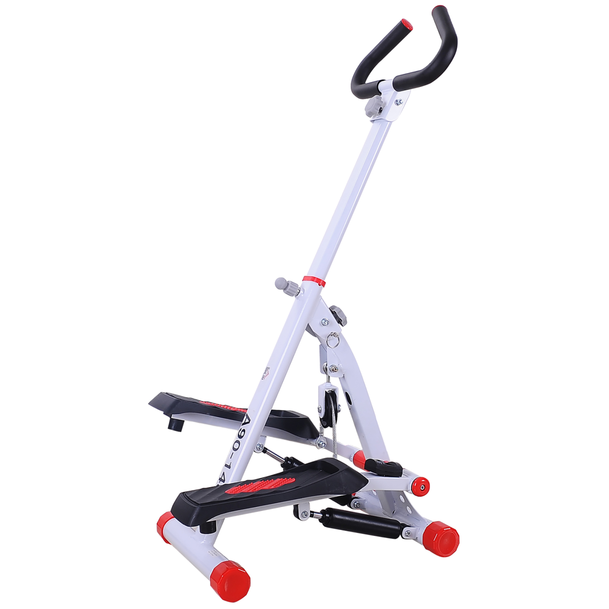 Foldable Stepper with Handlebar and LCD Display, Red, 110 kg Capacity