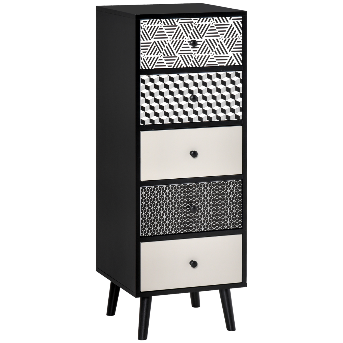 5-Drawer Dresser with Geometric Fronts for Bedroom, Living Room