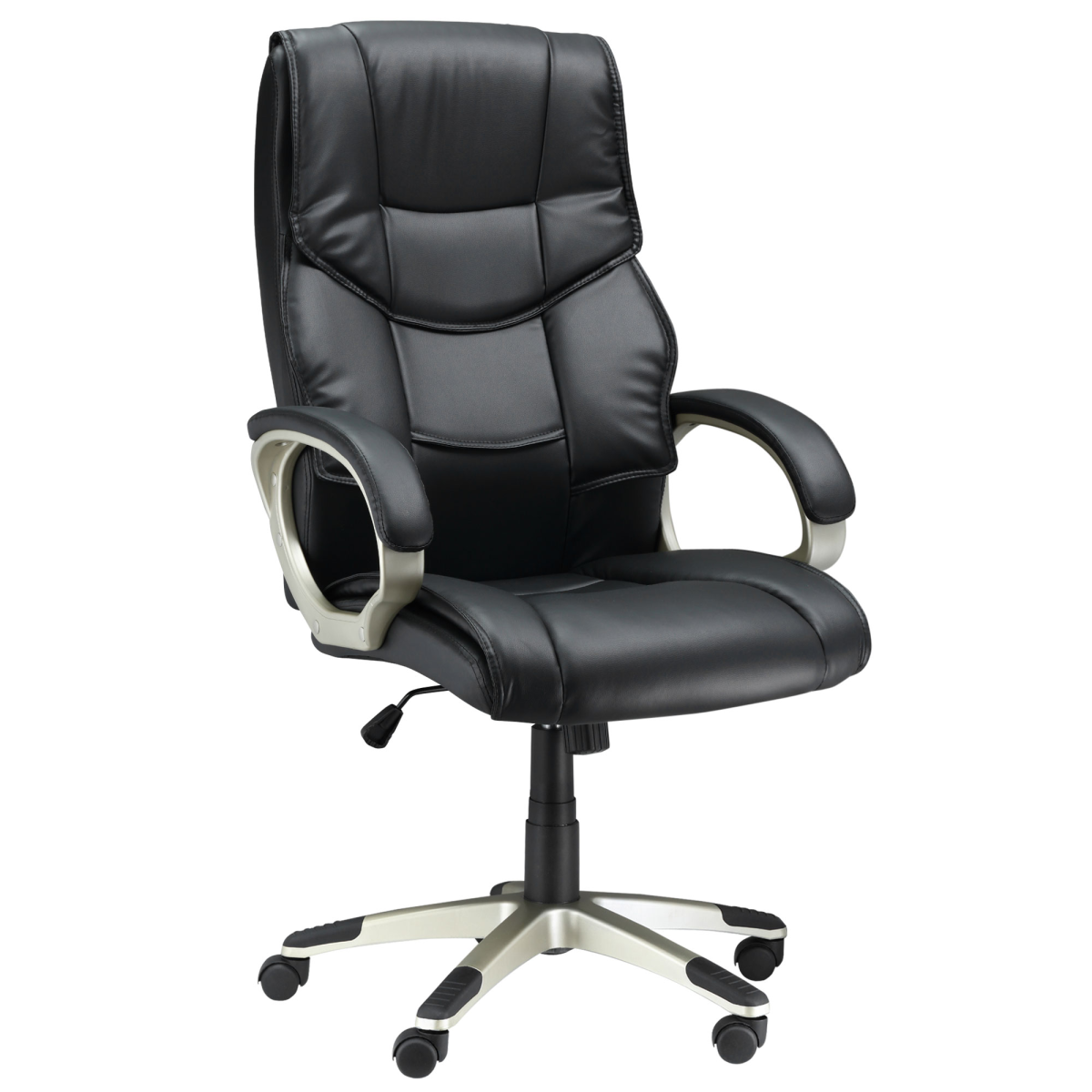 High Back Faux Leather Executive Office Chair with Armrests and Wheels