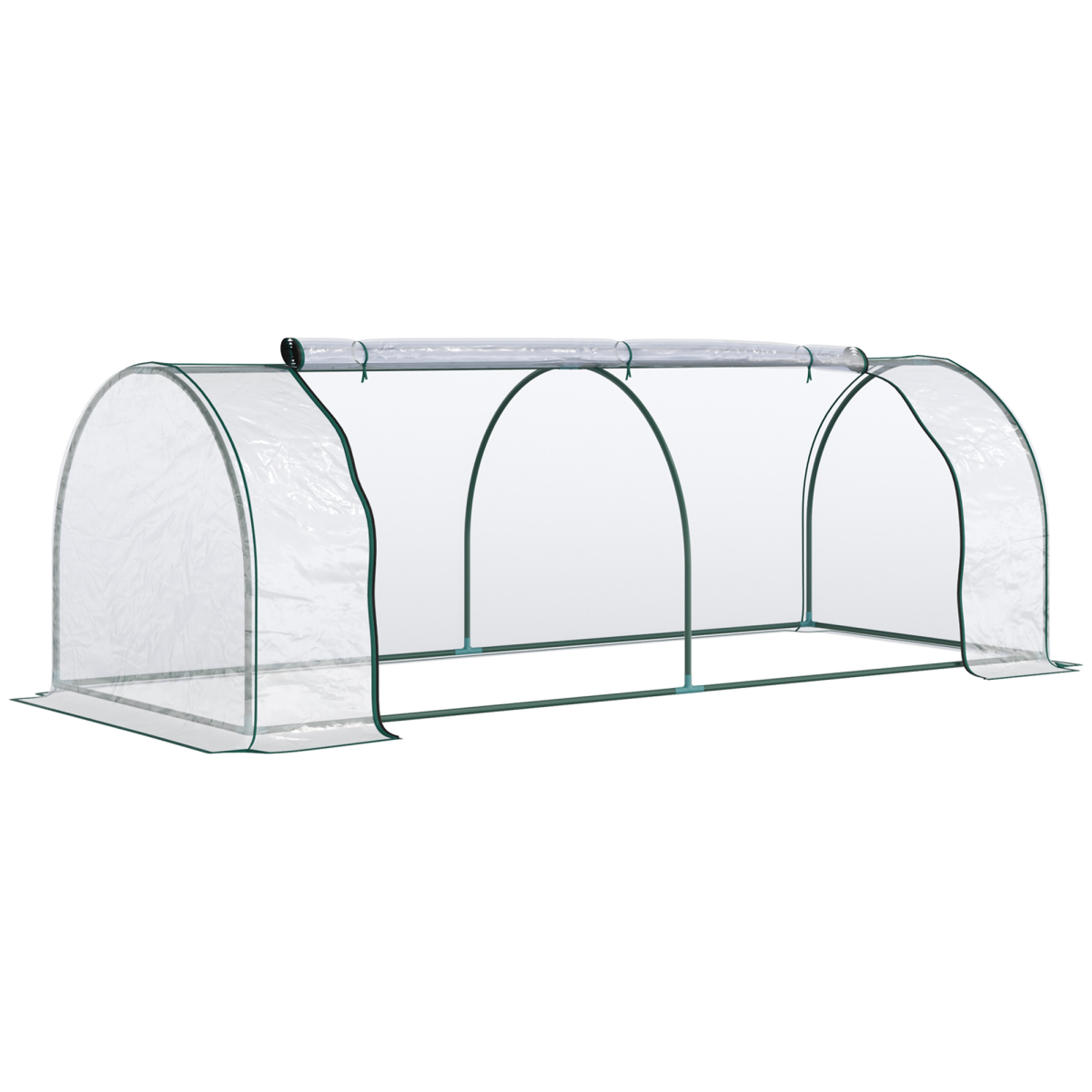 Outsunny Portable Tunnel Greenhouse with Steel Frame and PVC Cover, Transparent, 250 x 100 x 80 cm
