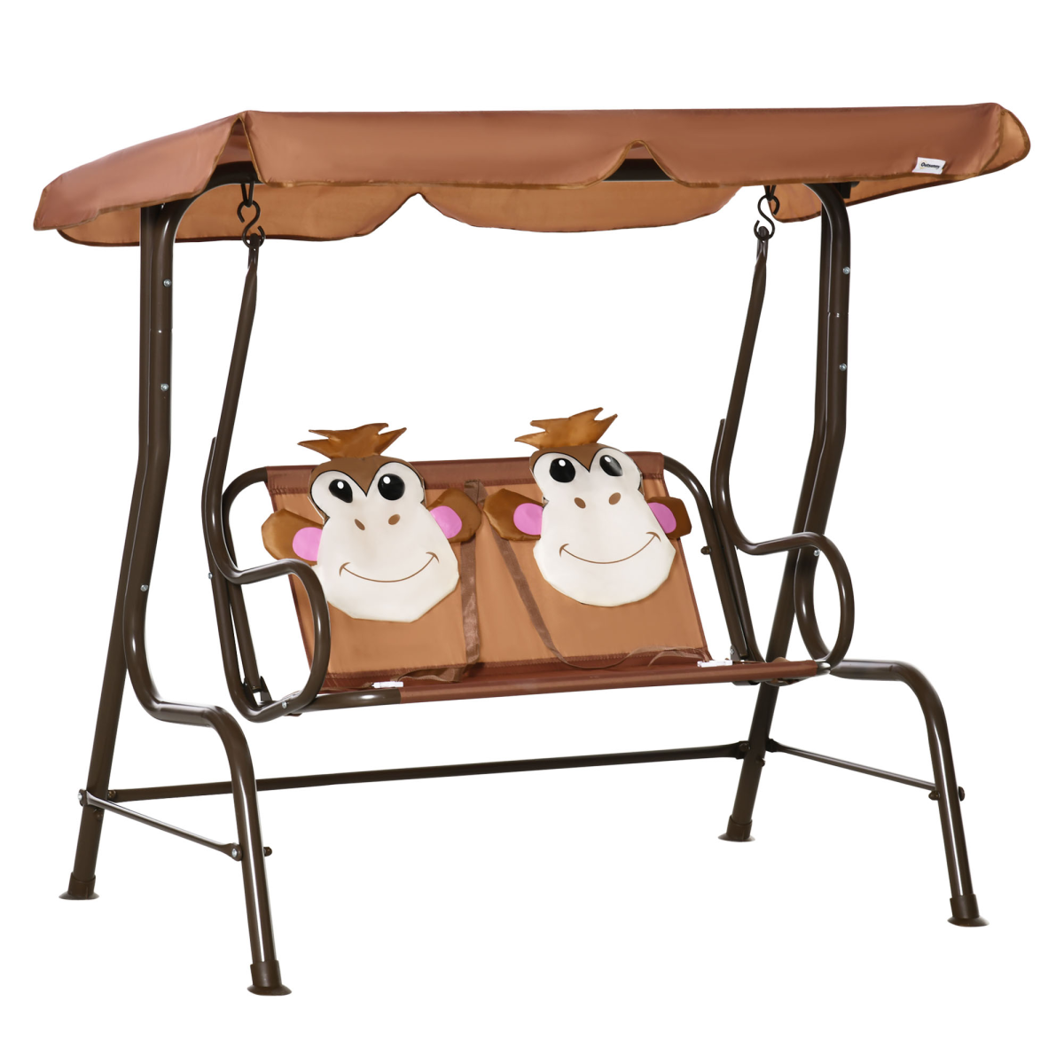 Two-Seat Kids Swing Chair with Adjustable Canopy and Seatbelts
