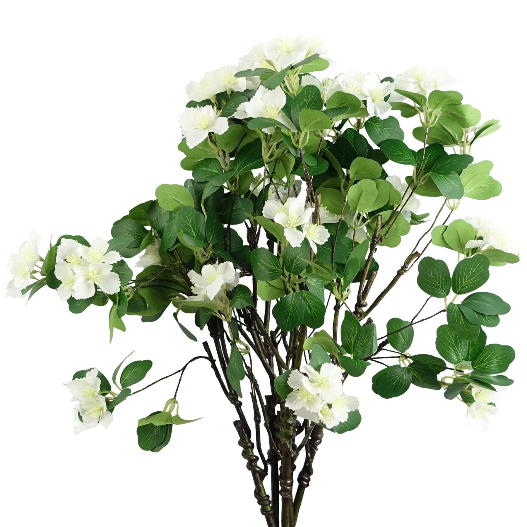 Leaf Pack of 6 White Artificial Flower Foliage Sprays, 60cm, Wired Stems