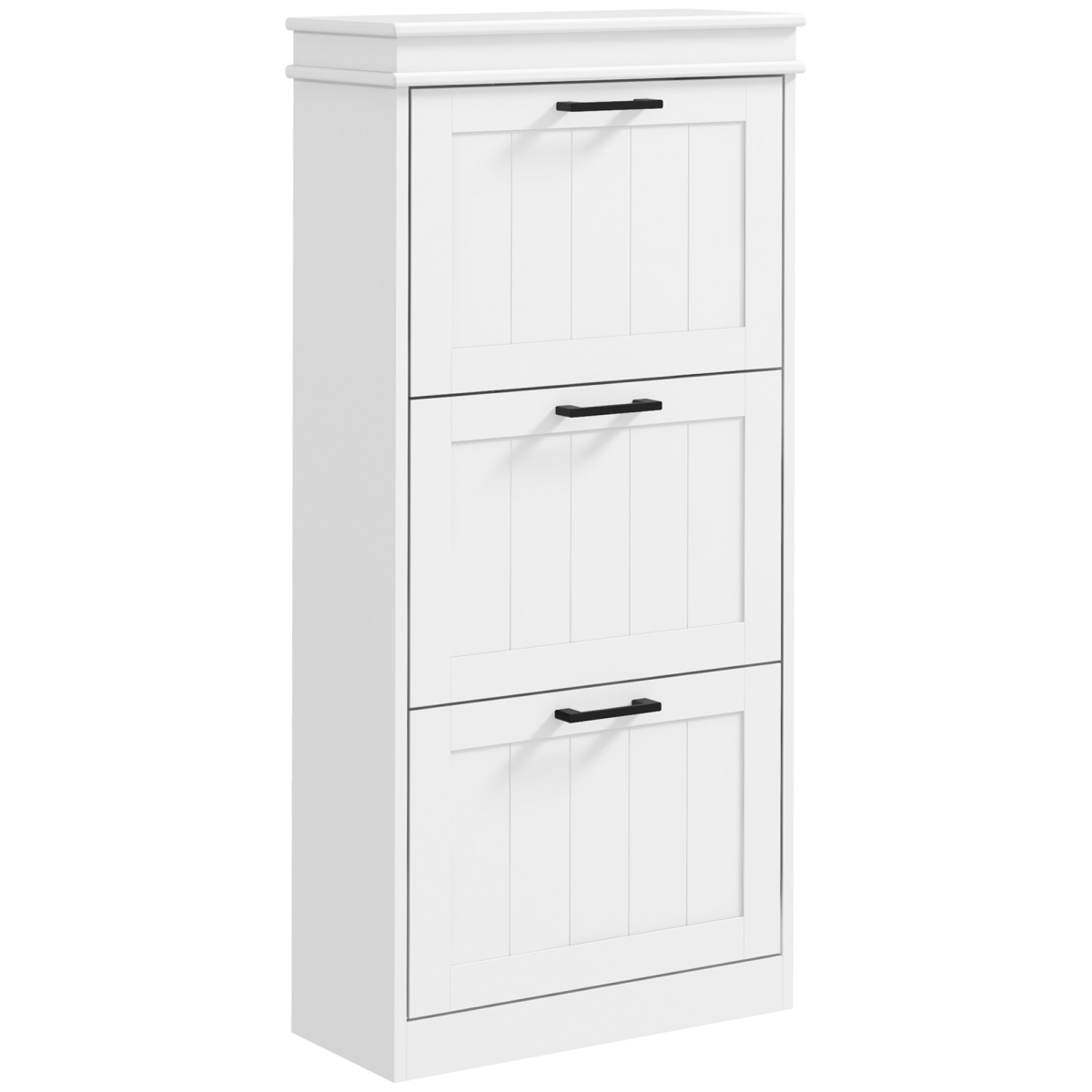 HOMCOM Slim Shoe Storage Cabinet with 3 Flip Drawers, White