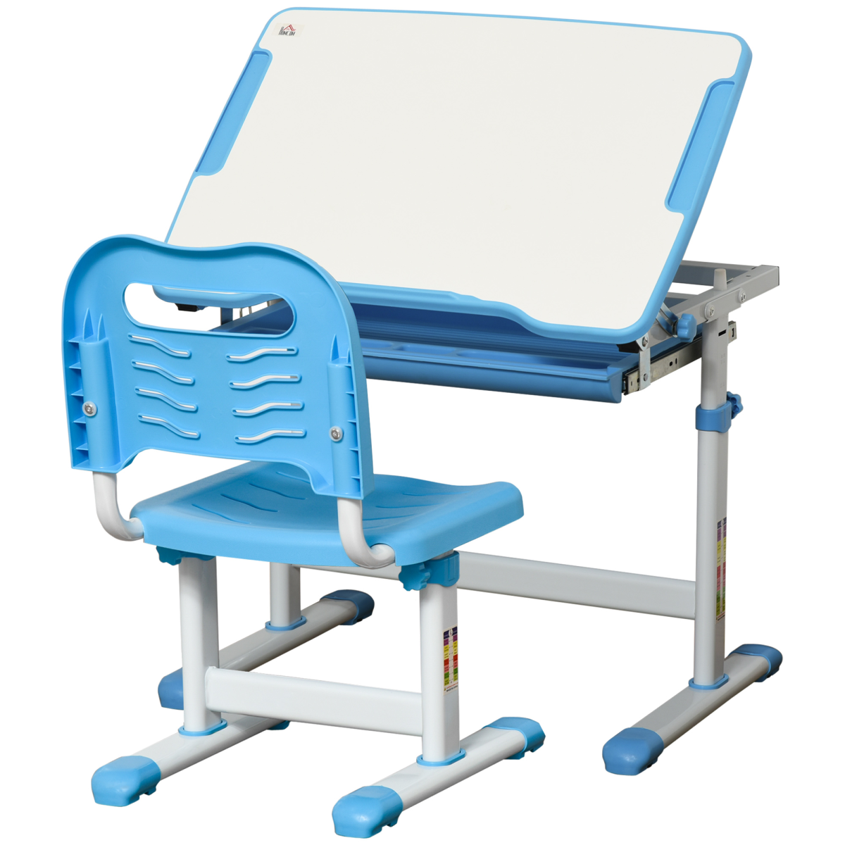 Adjustable Kids Desk and Chair Set with Tilt Top, Drawer, Pen Slots and Hook
