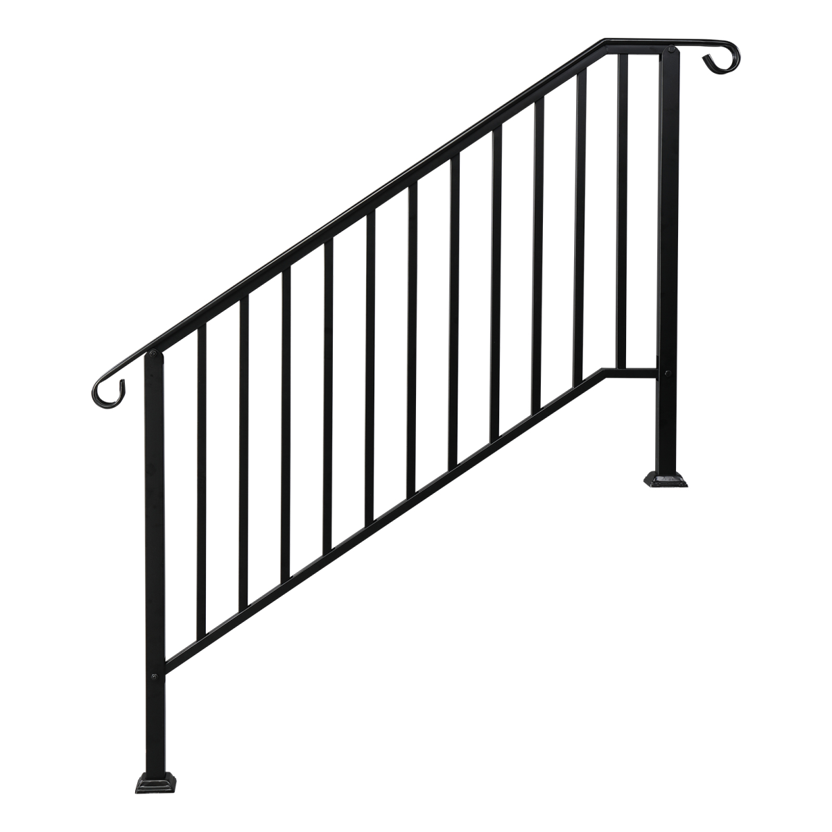 Matte Black Galvanized Iron Outdoor Handrail for 4 or 5 Steps